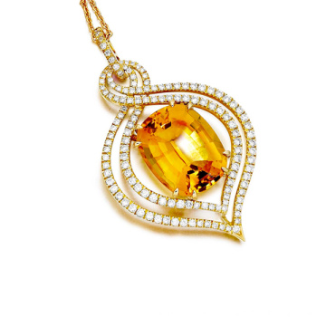 Citrine Micro CZ Setting 925 Jóias de Pingentes de Prata